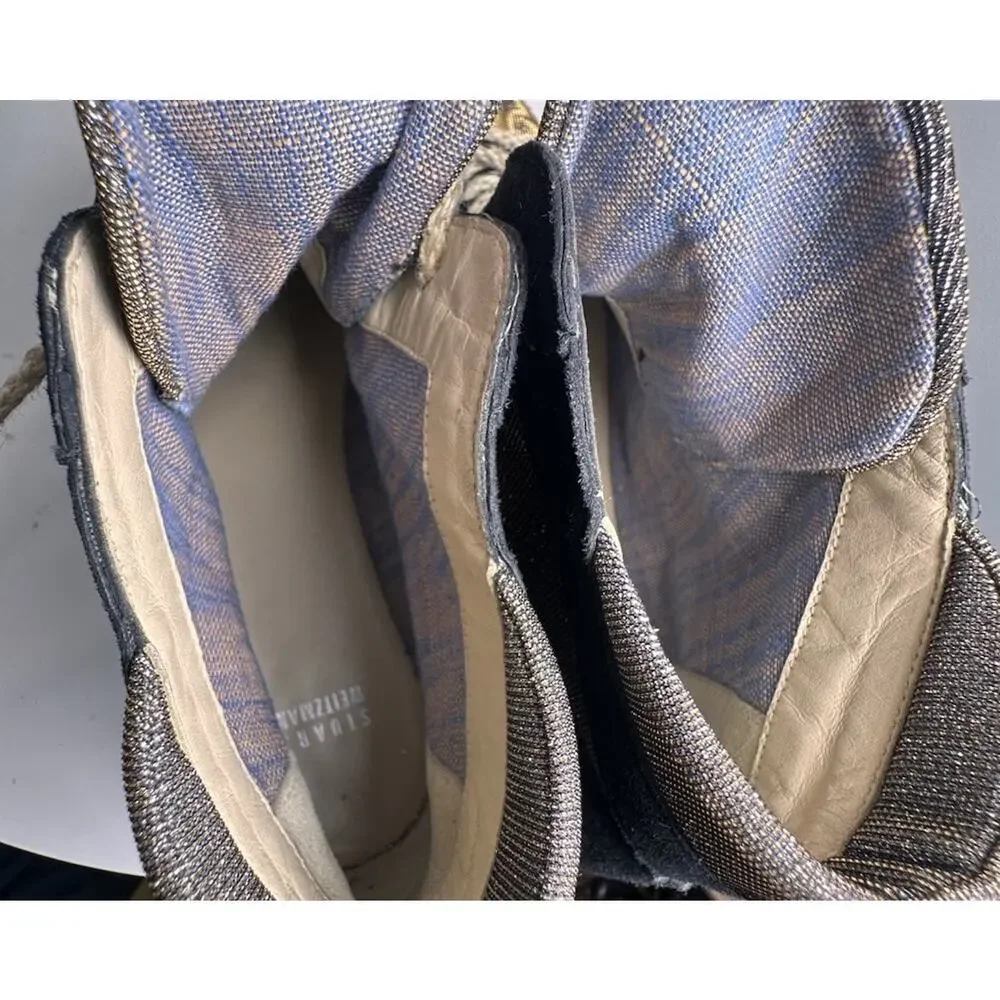 Stuart‎ Weitzman Metallic High Top Lace Up Espadrille Sneakers 9.5